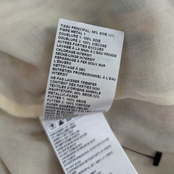 BA&SH Gaby Metallic Blouse Silk Ochre Gold Abstract Print 3/4 Sleeve Size XS - Picture 9 of 12